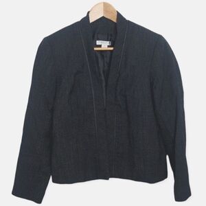 Pendleton Petite Women's Size 14 Blazer Suit Jacket Black Leather Wool